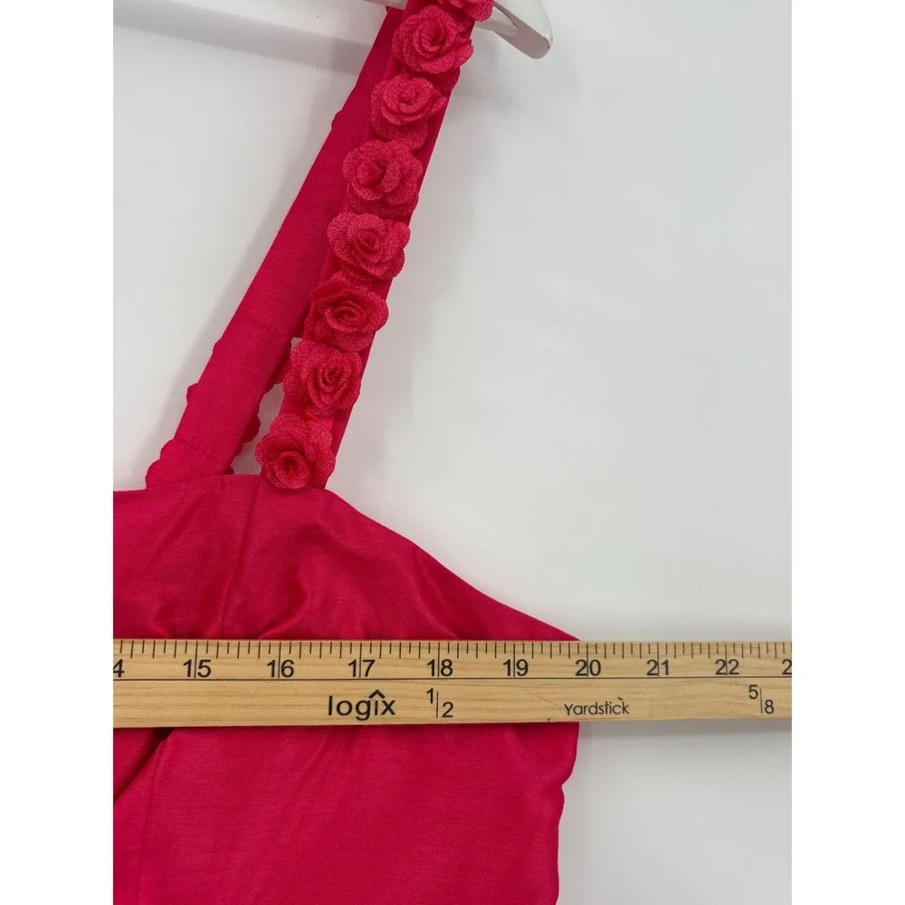 Anthropologie Hutch Rosette‎ Strap Mini Dress XL Pink Floral Cottagecore